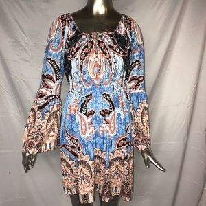 Boston Proper Paisley Bell Sleeve Dress sz 8
